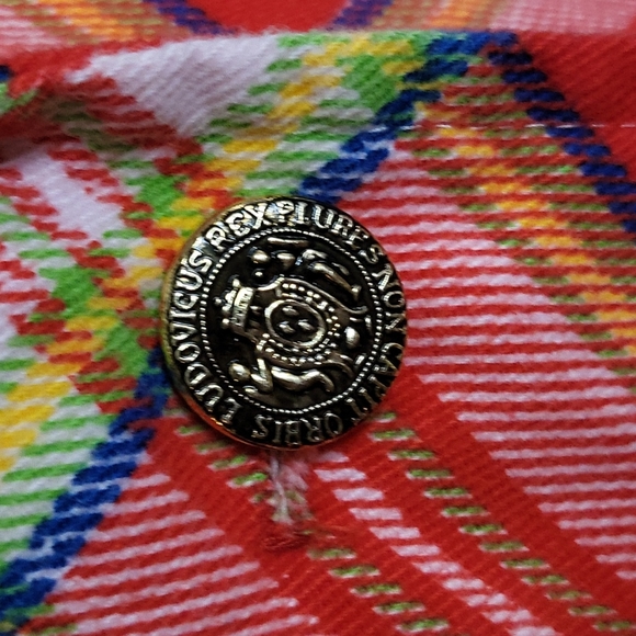 VINTAGE Plaid Coat Notched Rounded Collar 2 Button - Picture 3 of 14